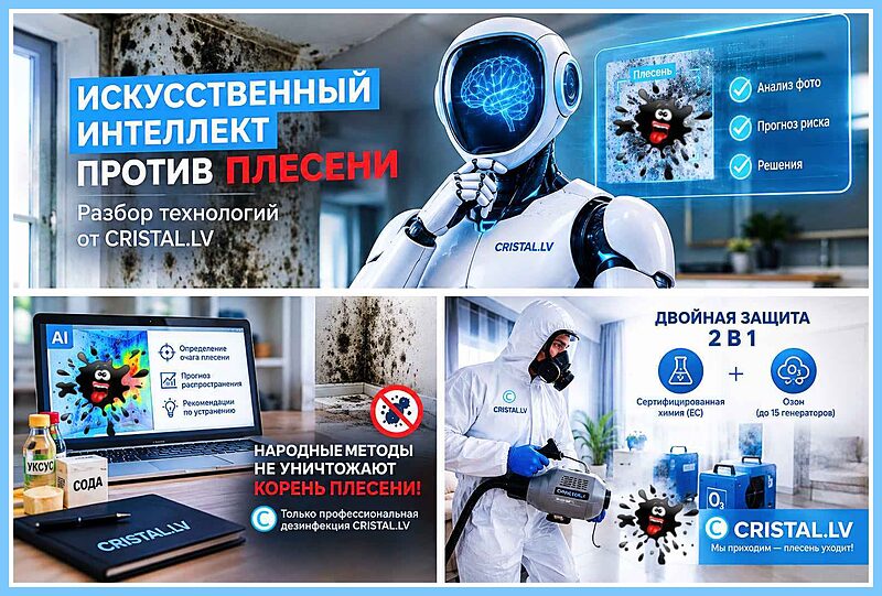 🤖 Искусственный интеллект ИИ против плесени и грибка: разбор технологий дезинфекции от «CRISTAL.LV»