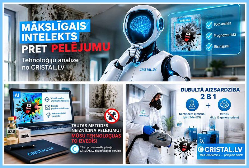 🤖 Mākslīgais intelekts MI pret pelējumu un sēnīti: dezinfekcijas tehnoloģiju apskats «CRISTAL.LV»