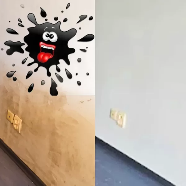 Melnais pelējums uz sienas dzīvoklī (Pirms un Pēc) noņemšana ar ķīmiskām vielām un ozonu pret pelējumu.