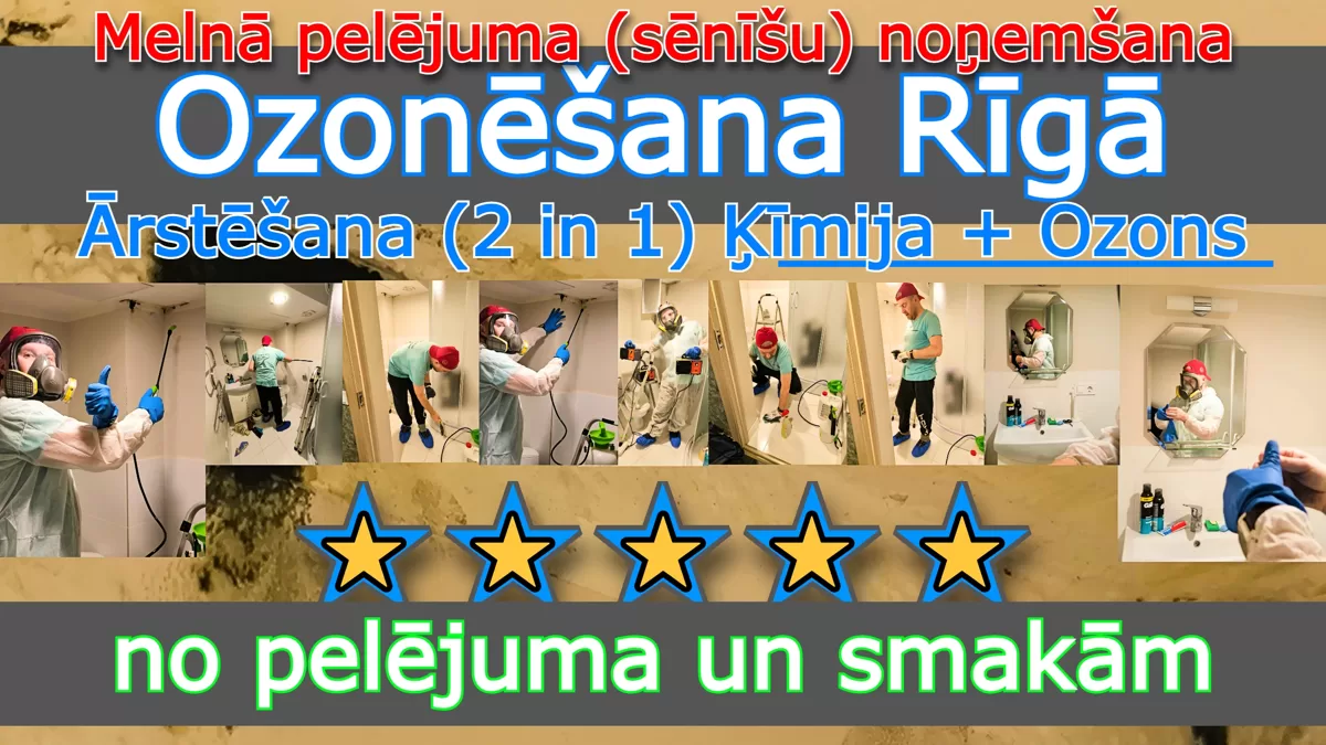 Melnā pelējuma (sēnīšu) likvidēšana Ozonēšana Rīgā Apstrāde (2 in 1) Ķīmija + Ozons no pelējuma, sēnītes un smakām👨🔧🏠💦