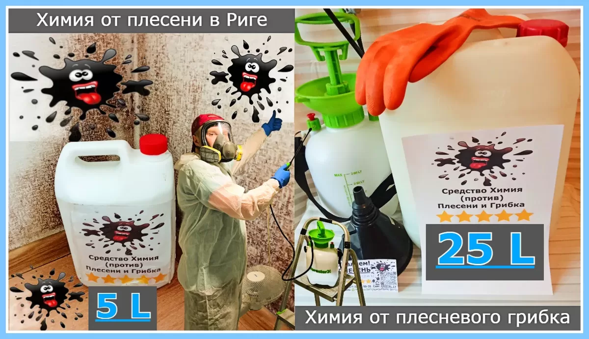 Химия от плесени в Риге, Юрмале, Латвии: Средство для удаления плесневого грибка. Заказать и купить: Упаковка канистра (5L + 25L)👨‍🔧🏠💦